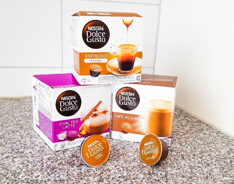 Kapseln Dolce Gusto Chai Tee Latte, Espresso Caramel, Cafe au Lait