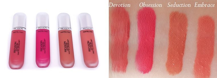 Ultra Matte Lipcolor Revlon in den Farben 600, 605, 630 und 640 mit Swatches