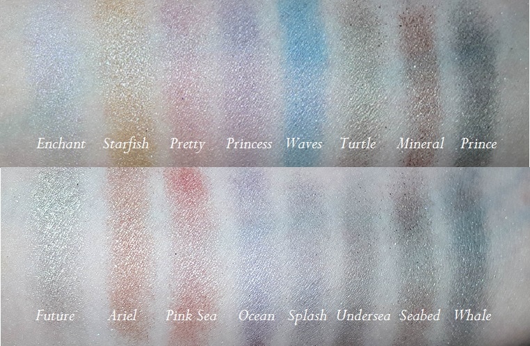 Swatch der letzten beiden Reihen der Mermaid Forever Palette Makeup Revolution Swatch der letzten beiden Reihen der Mermaid Forever Palette Makeup Revolution