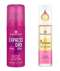 essence express dry spray + essence 3 phase nail care shake