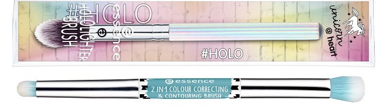 essence 2in1 colour correcting & contouring brush + hololighter brush