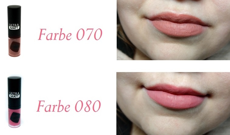 Catrice Liquid Lip Powder Ultra Matt 070 und 080 mit Swatch auf Lippen Catrice Liquid Lip Powder Ultra Matt 070 und 080 mit Swatch auf Lippen