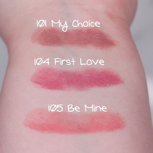 essence this is me. semi shine lipstick swatches